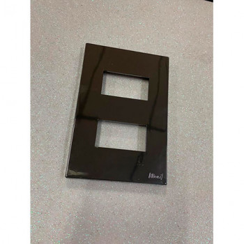 Placa p/ 2 Modulos Separados 4x2 - Recta Espelhada Fume Placa p/ 2 Modulos Separados 4x2 - Recta Espelhada Fume